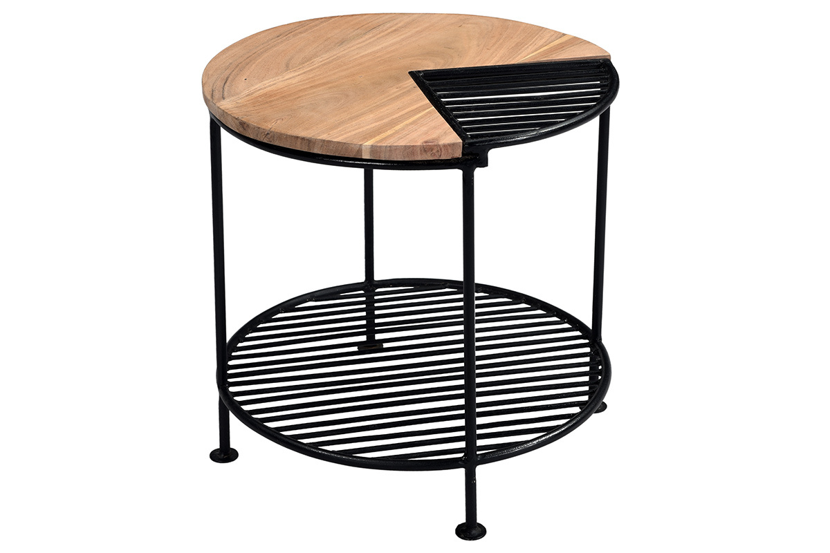 Table basse acacia massif et m�tal noir PART