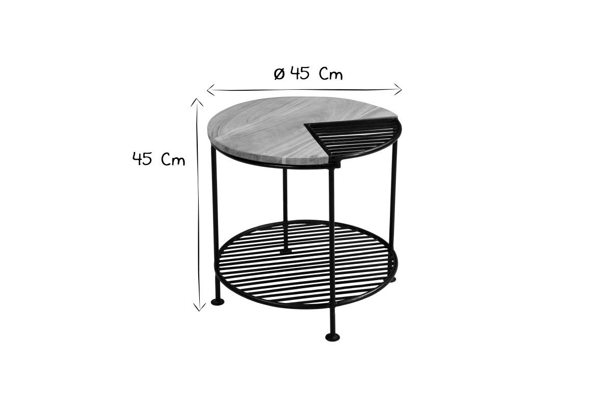 Table basse acacia massif et m�tal noir PART