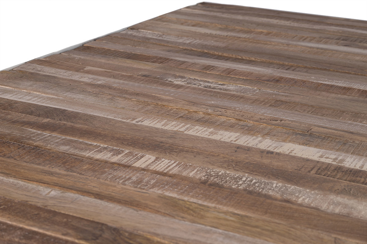 Table basse bois et m�tal blanc L100 cm ROCHELLE