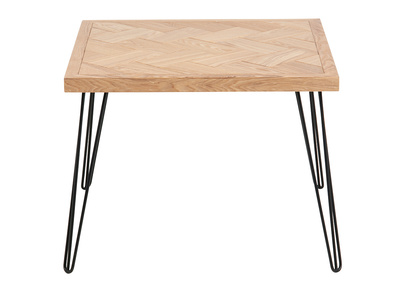 Table basse carr&eacute;e effet chevron et m&eacute;tal L60 cm MAKA