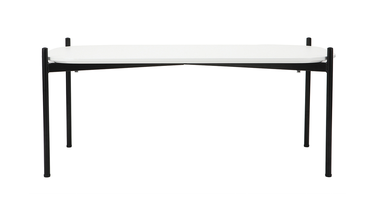 Table basse design 100 cm blanche pieds mtal SEGA