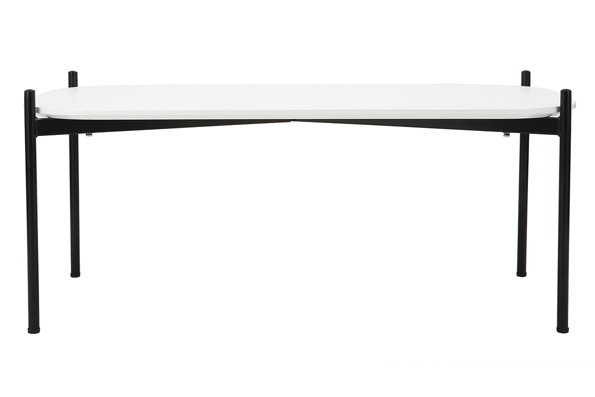 Table basse design 100 cm blanche pieds m�tal SEGA