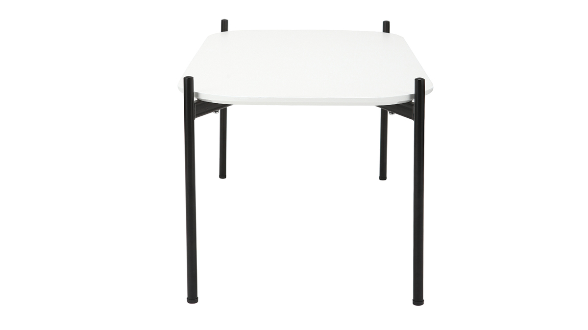 Table basse design 100 cm blanche pieds mtal SEGA