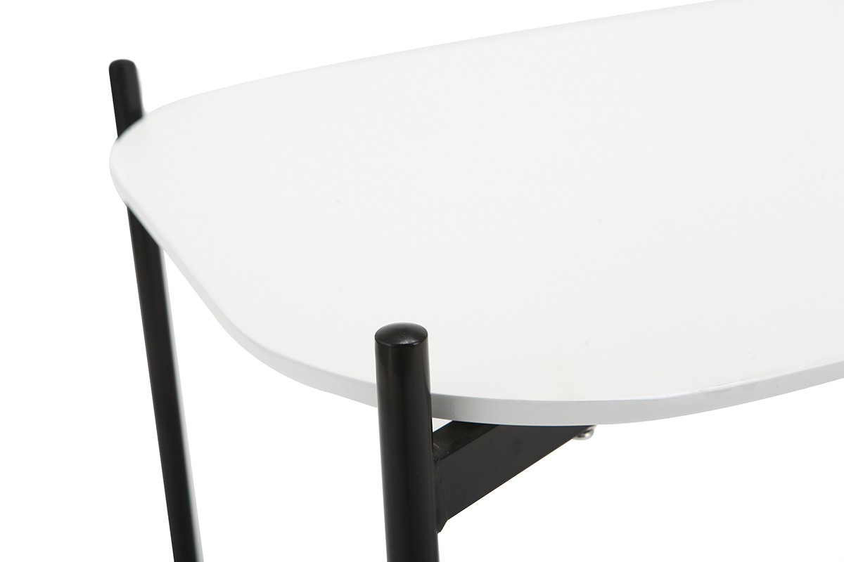 Table basse design 100 cm blanche pieds m�tal SEGA