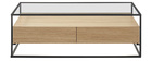 Table basse design avec plateau verre et tiroirs bois rectangulaire FINN