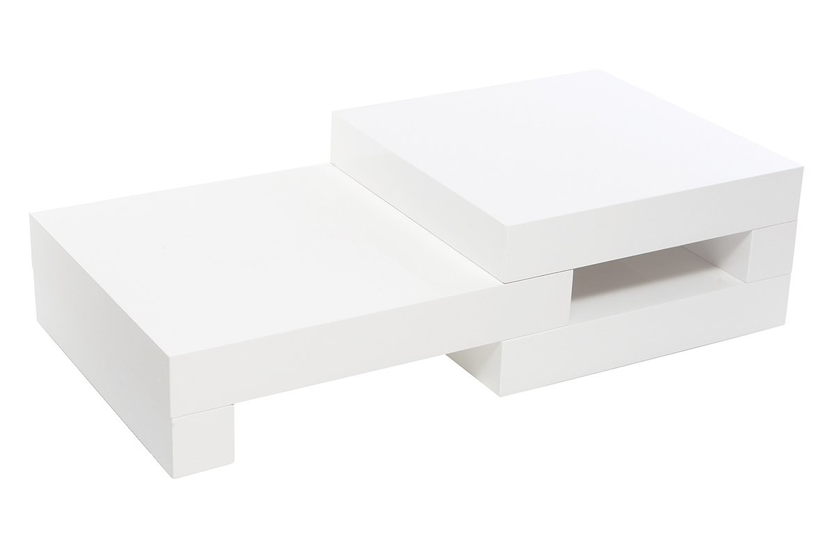 Table basse design blanc brillant LUNA