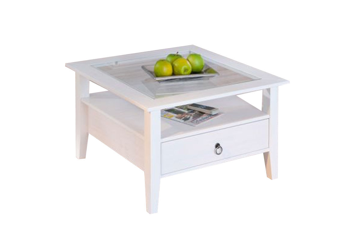 Table basse design blanche pin massif CAMBRIDGE