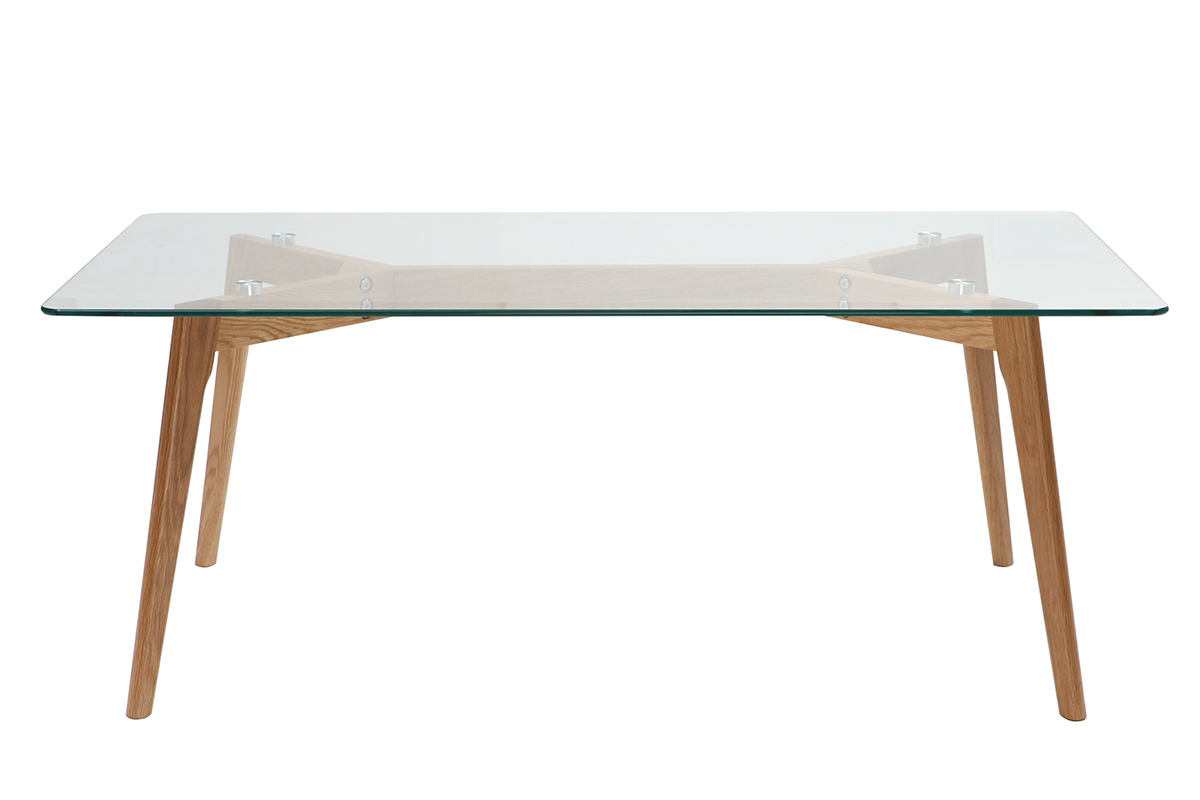 Table basse design contemporain verre et ch�ne DAVOS