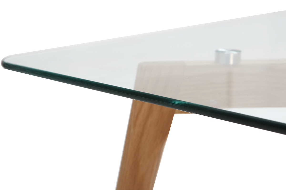 Table basse design contemporain verre et ch�ne DAVOS