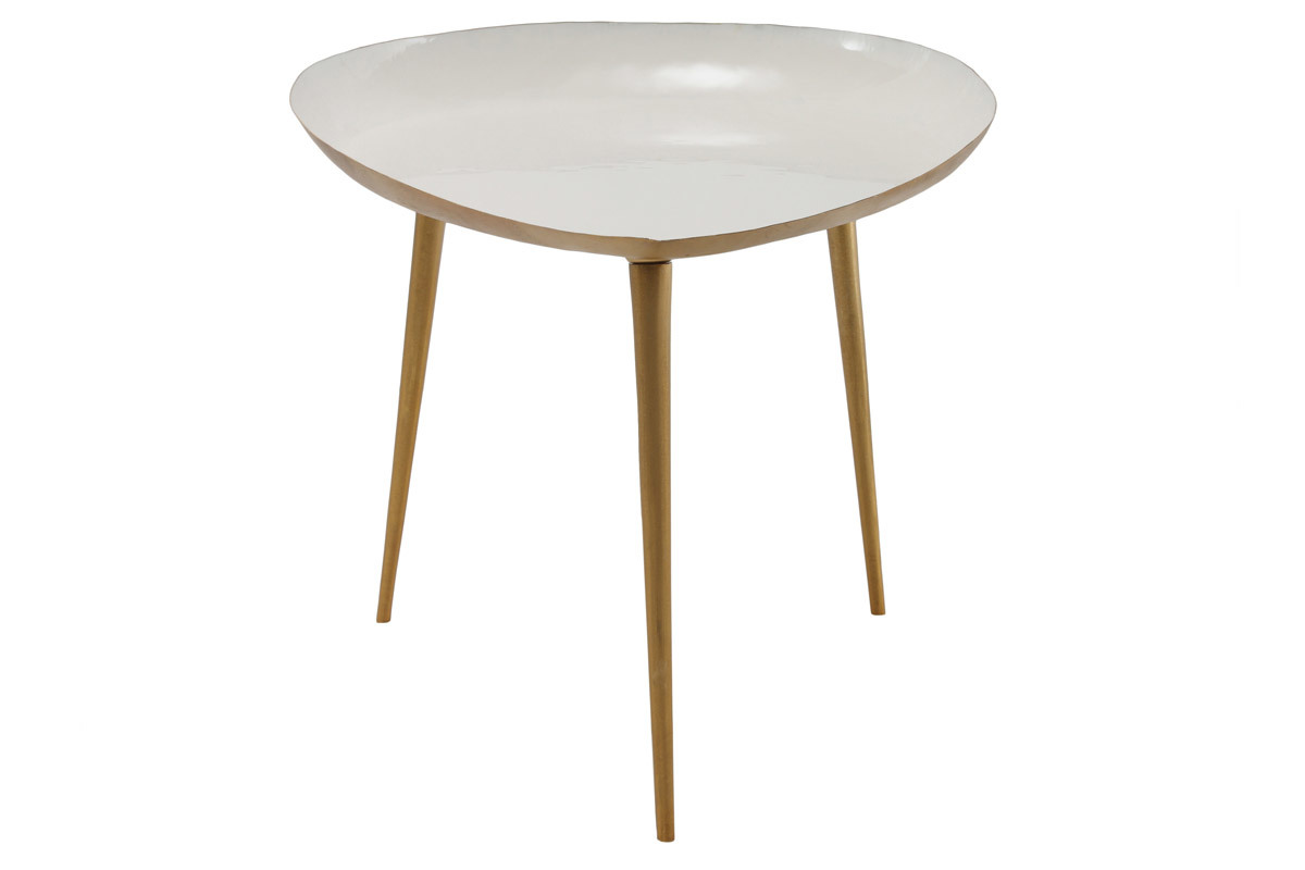 Table basse design en acier laqu� blanc 80 cm DROP