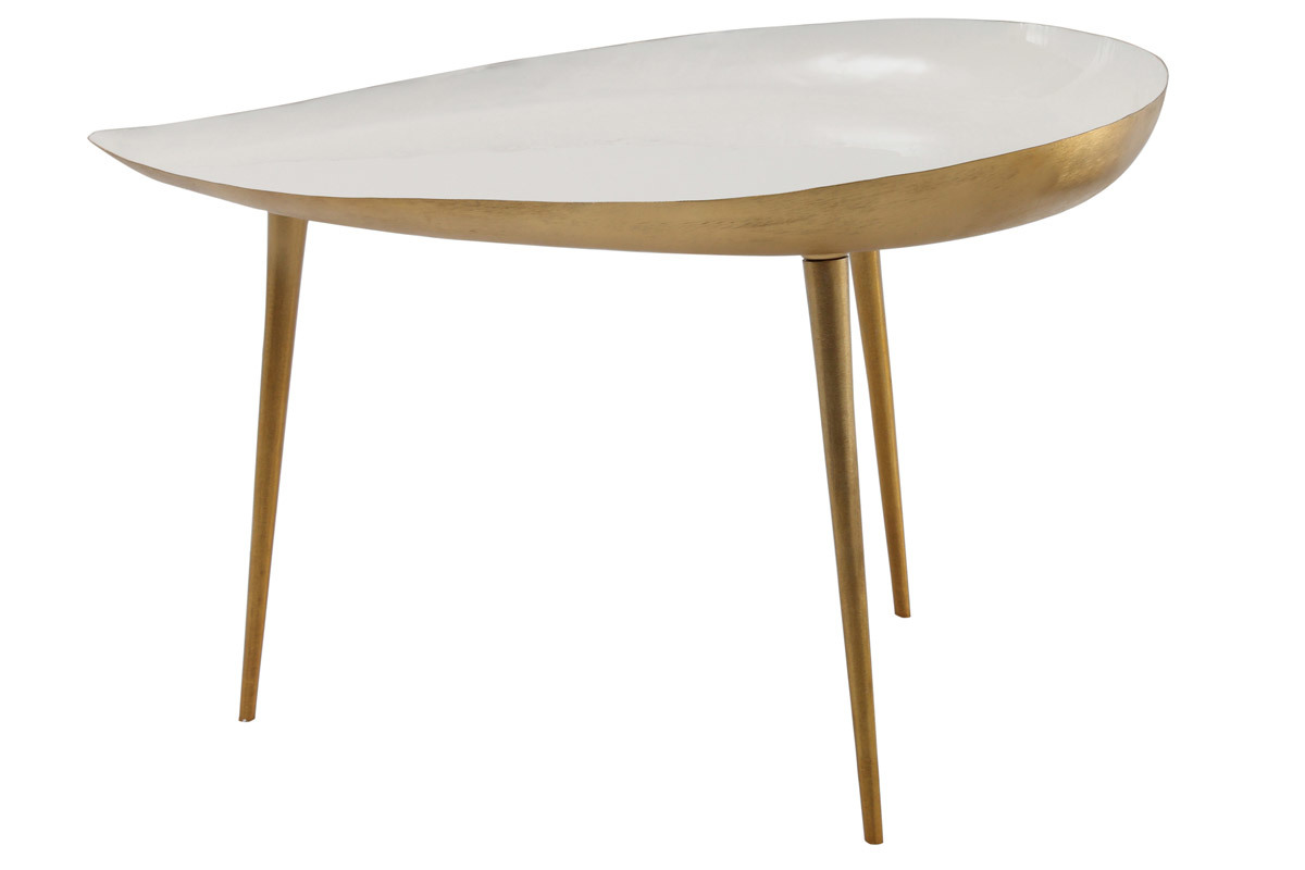 Table basse design en acier laqu� blanc 80 cm DROP