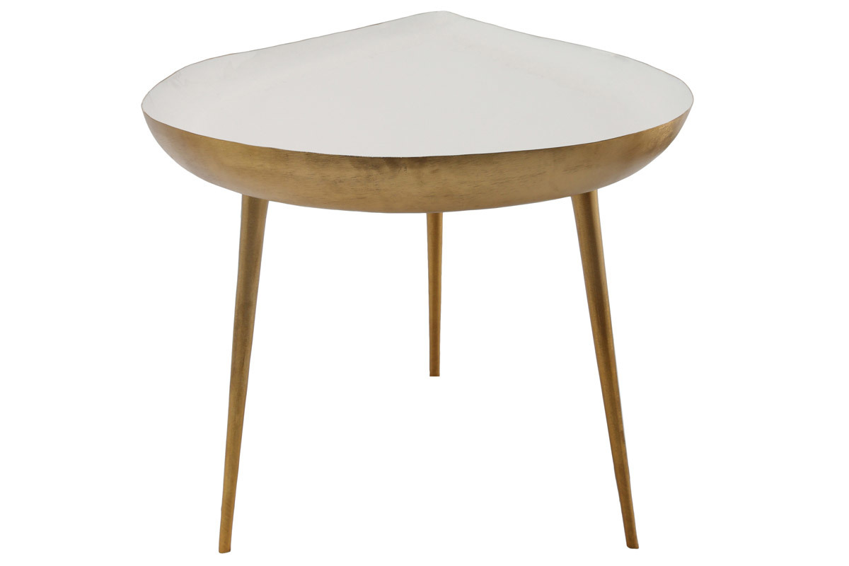 Table basse design en acier laqu� blanc 80 cm DROP