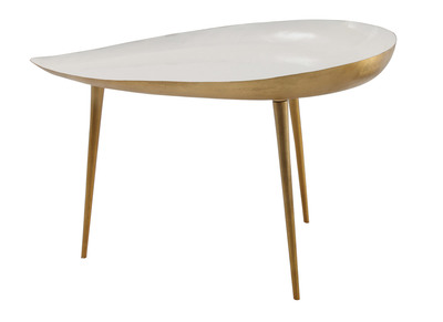 Table basse design en acier laqu&eacute; blanc 80 cm DROP