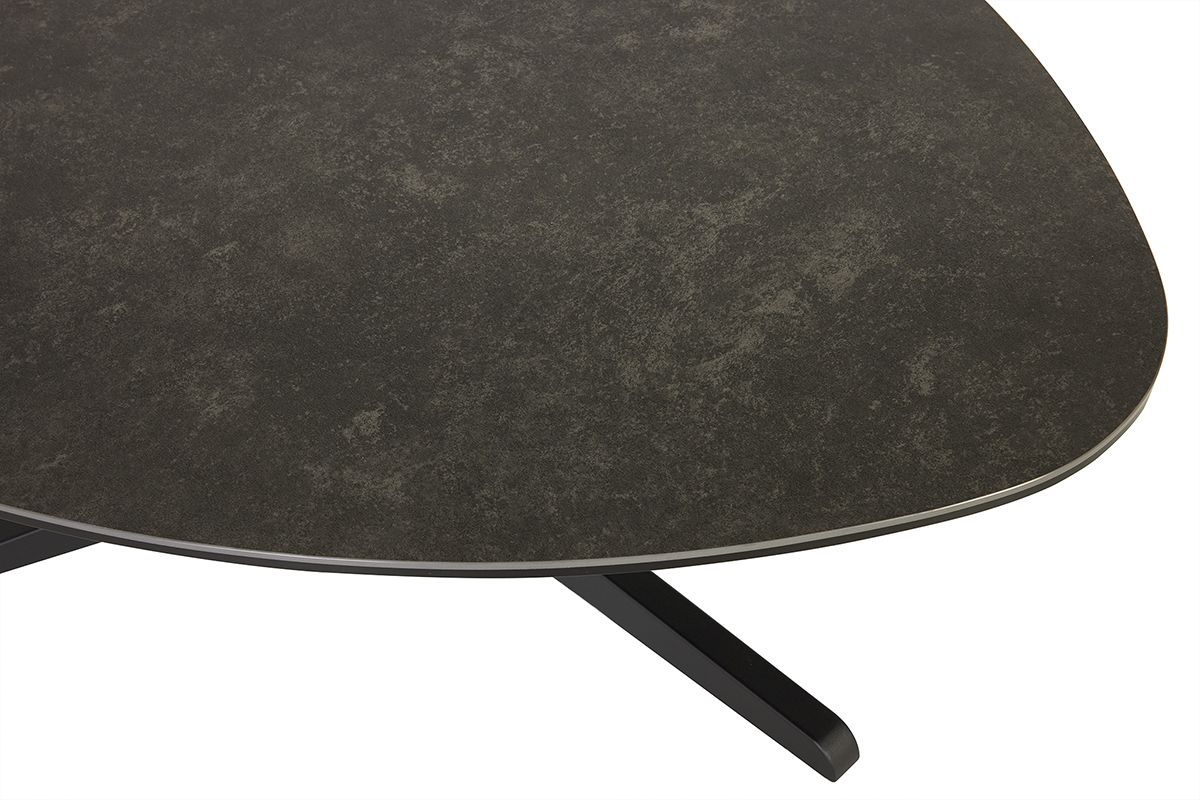 Table basse LEWA en c�ramique noire, vue de dessus, angle coin.