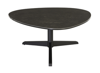 Table basse design en c&eacute;ramique noire et m&eacute;tal L84 cm LEWA