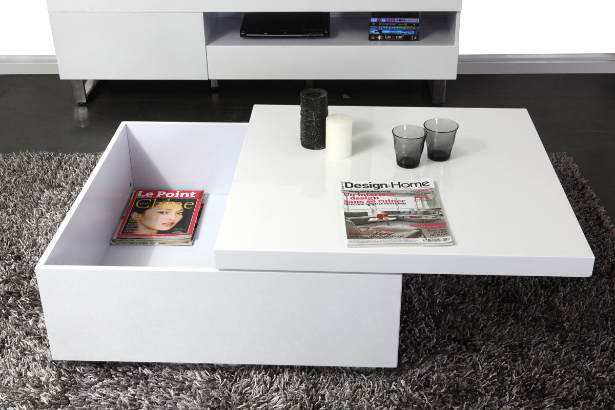 Table basse design laque blanc JANA