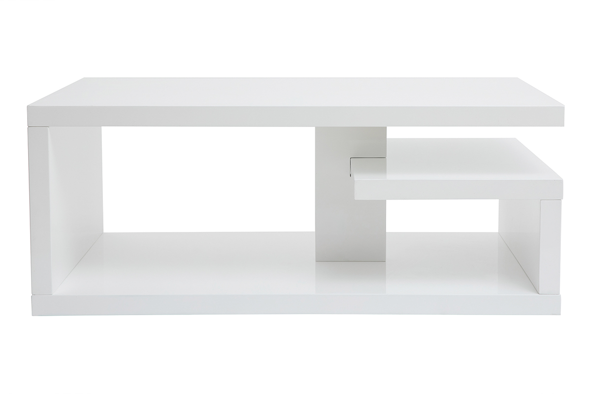 Table basse design laqu�e blanc L100 cm HALTON