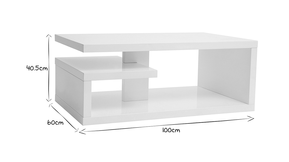 Table basse design laque blanc L100 cm HALTON