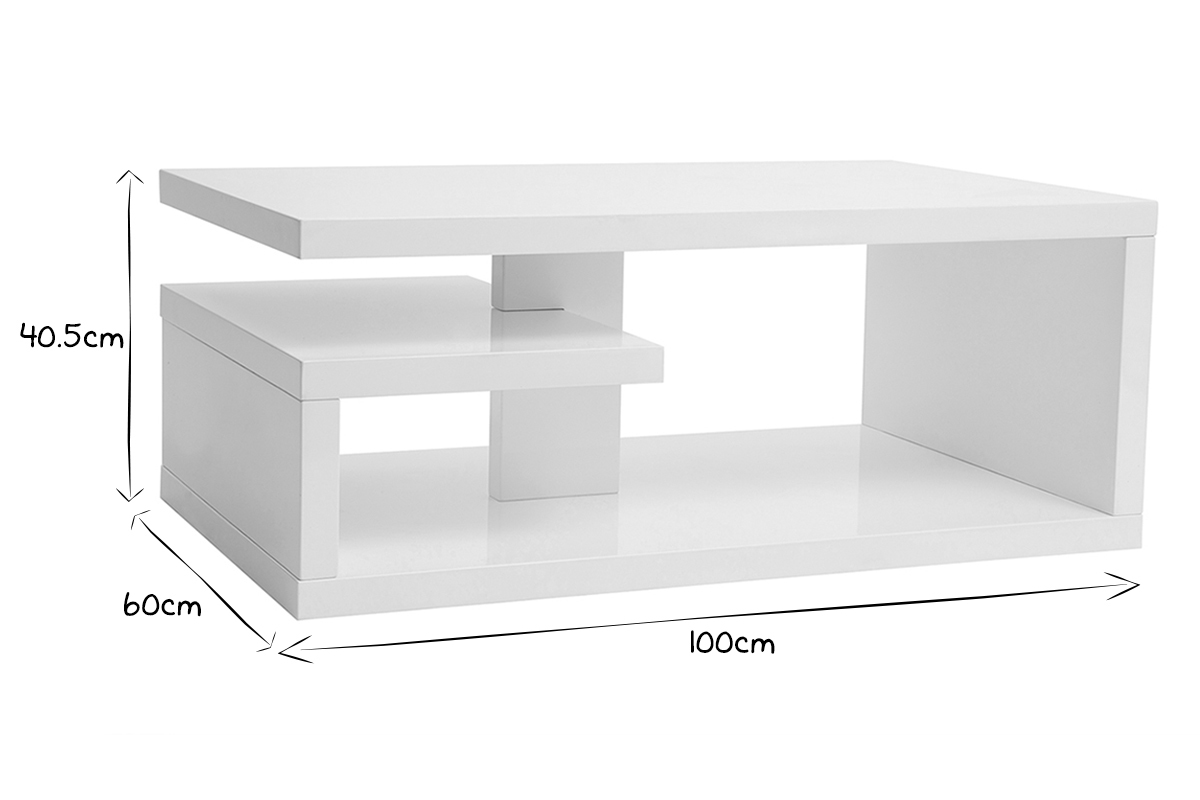 Table basse design laqu�e blanc L100 cm HALTON