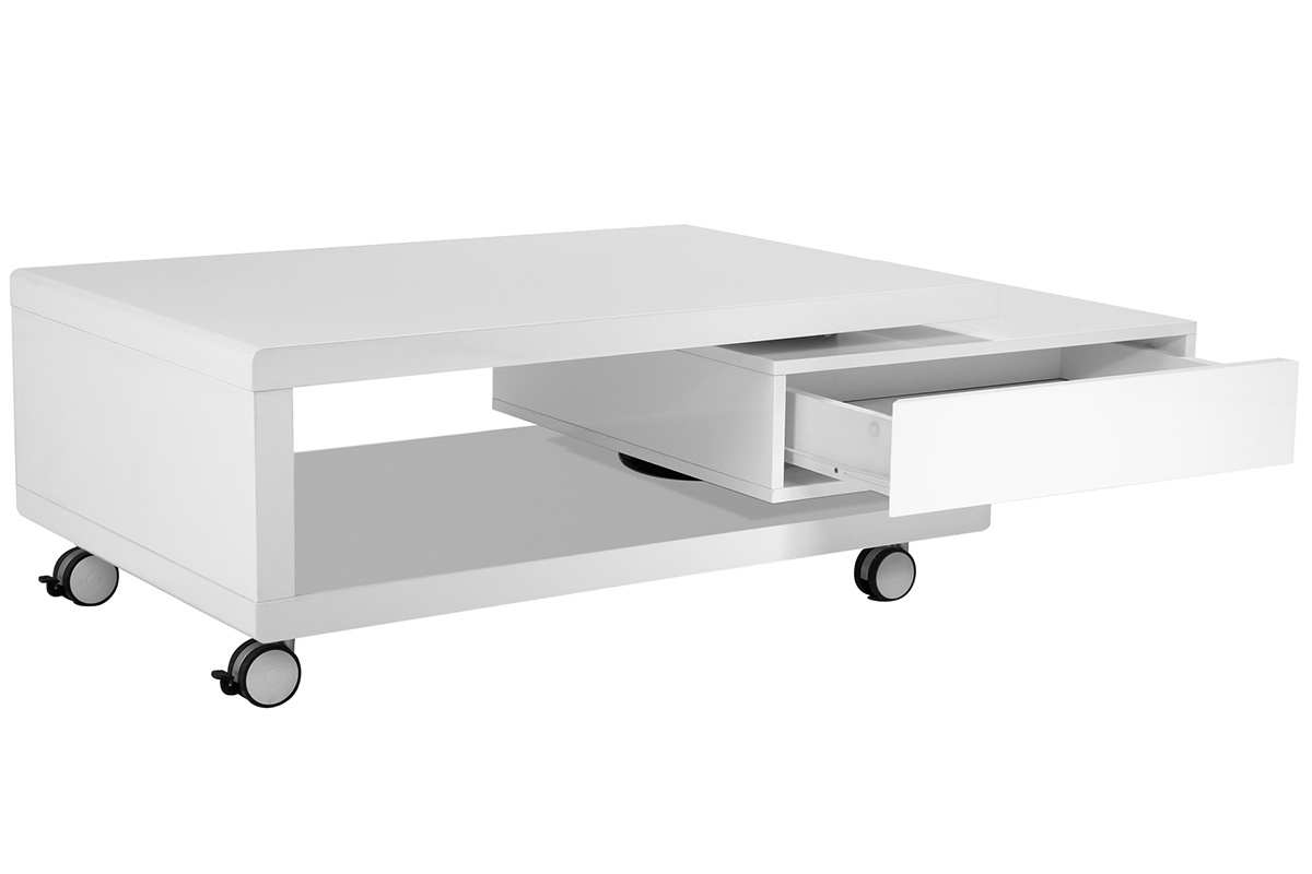 Table basse design laqu�e blanche LIVO