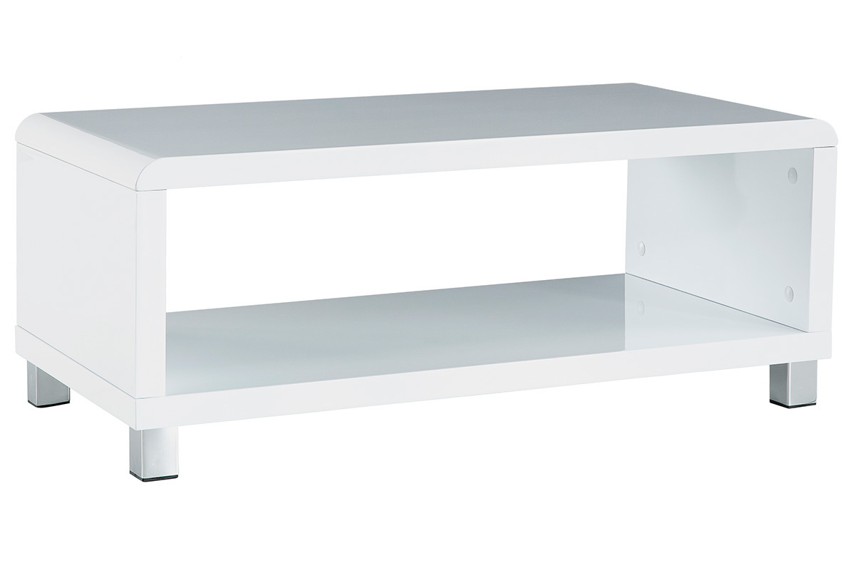Table basse design laqu�e blanche ROXY