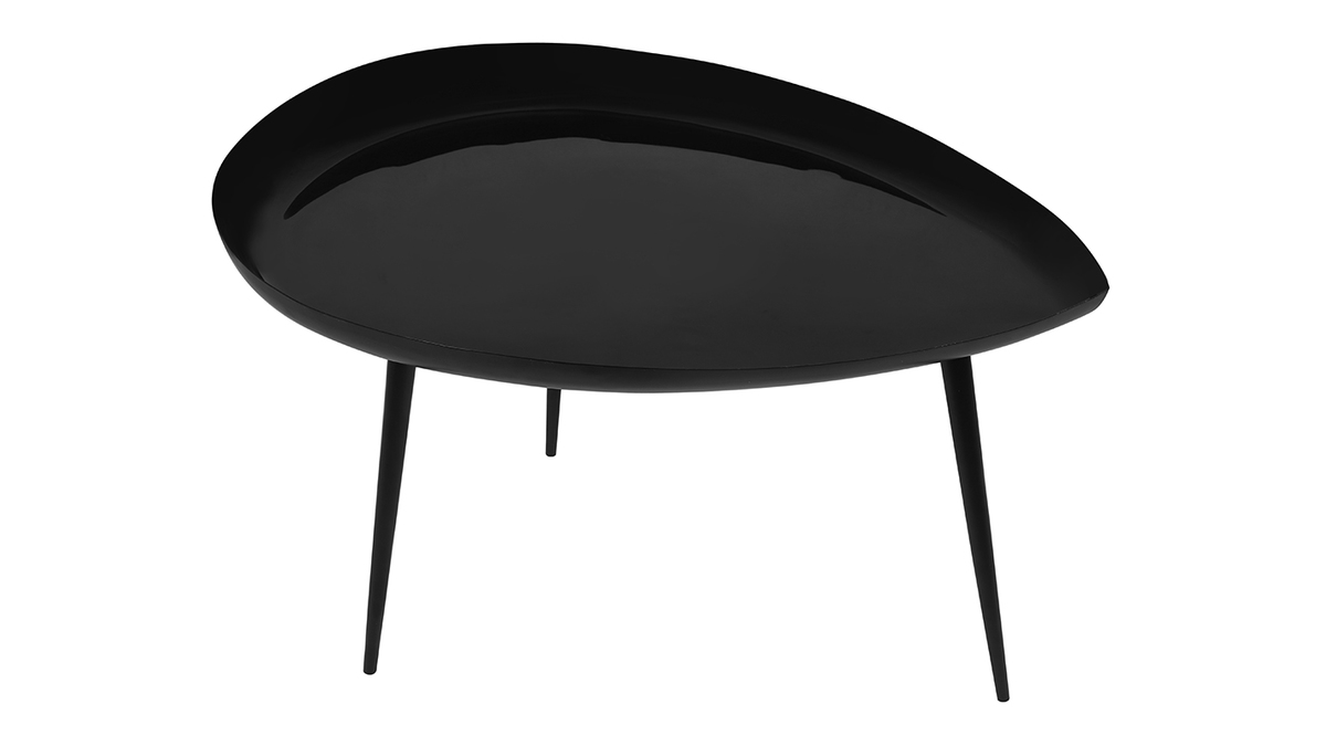 Table basse design laquée en acier noir L80 cm DROP