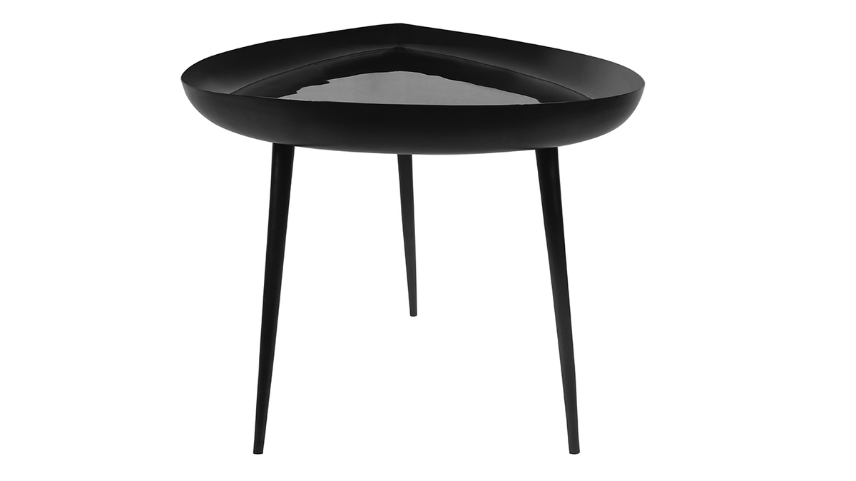 Table basse design laquée en acier noir L80 cm DROP