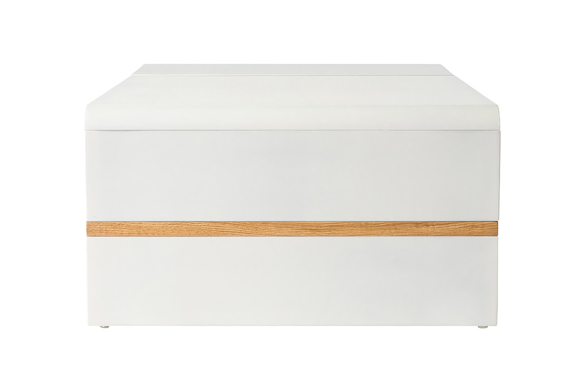 Table basse design laqu�e mat blanc et plaquage ch�ne INSERT