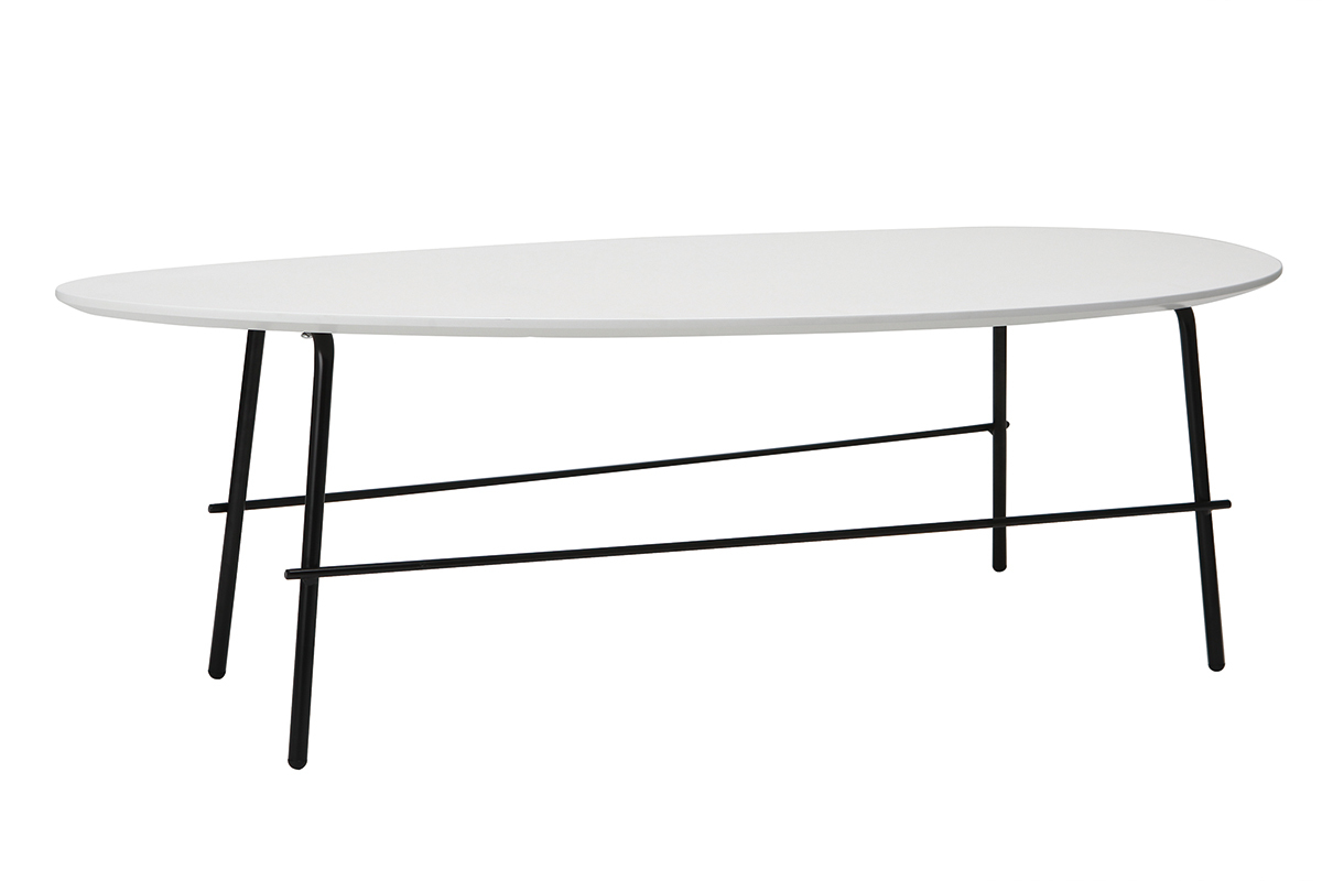 Table basse design m�tal blanc 131 cm BLOOM