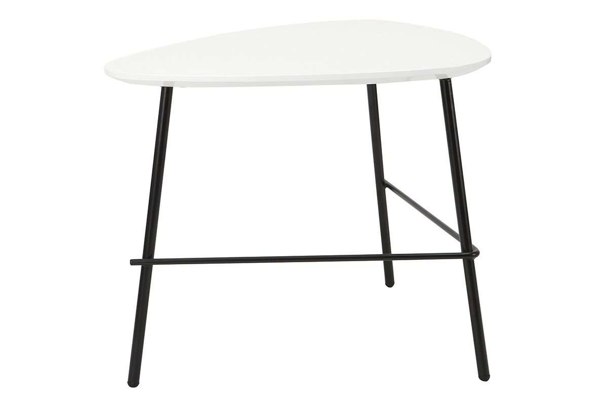 Table basse design mtal blanc L60 cm BLOOM