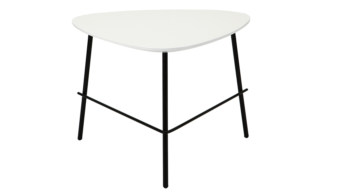 Table basse design mtal blanc L60 cm BLOOM