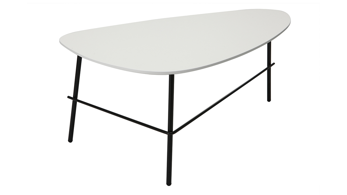 Table basse design mtal blanc L93 cm BLOOM