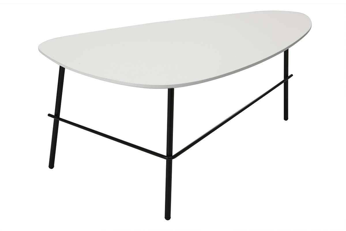 Table basse design m�tal blanc L93 cm BLOOM