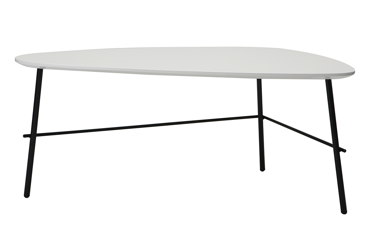 Table basse design m�tal blanc L93 cm BLOOM
