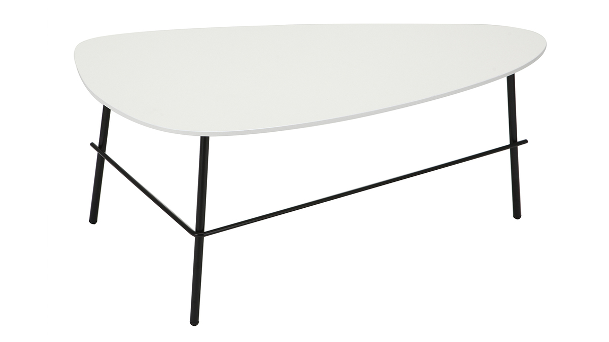 Table basse design mtal blanc L93 cm BLOOM