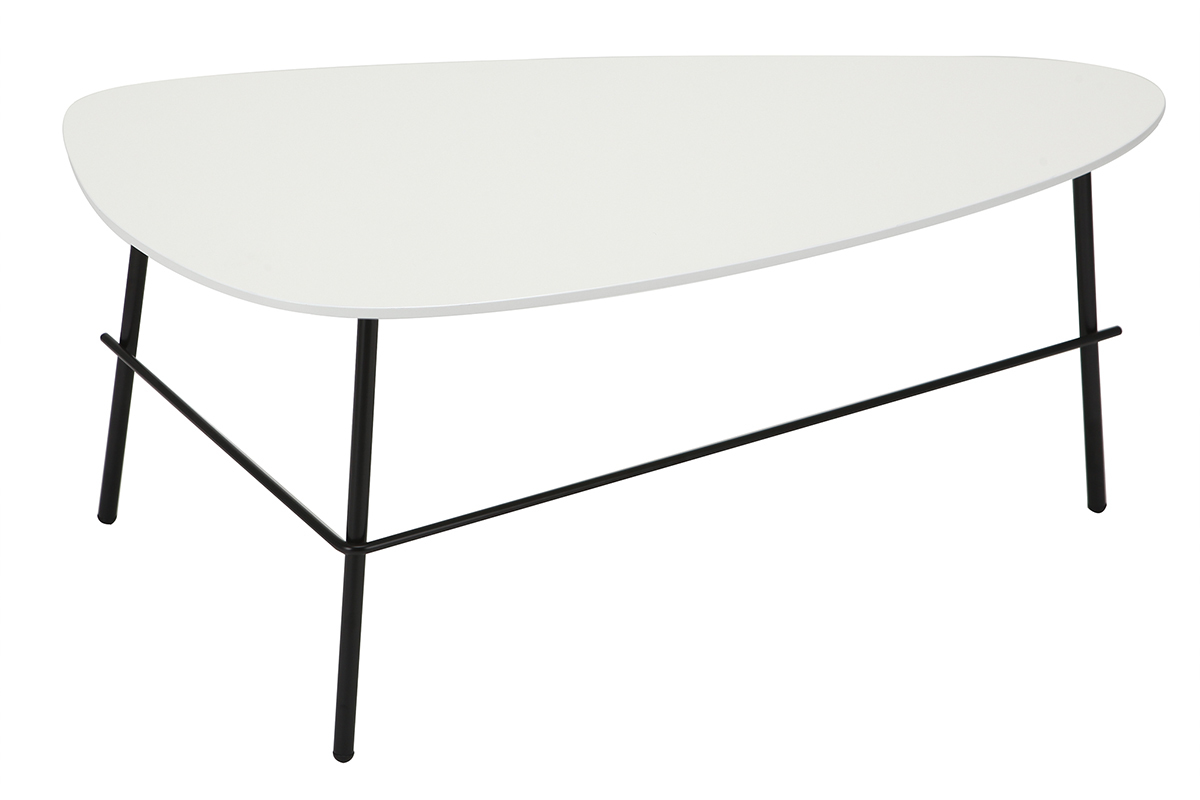 Table basse design m�tal blanc L93 cm BLOOM