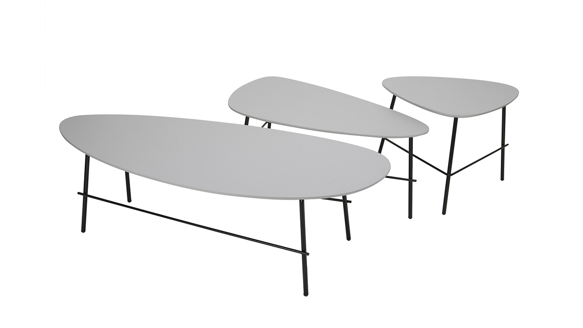 Table basse design mtal gris L131 BLOOM
