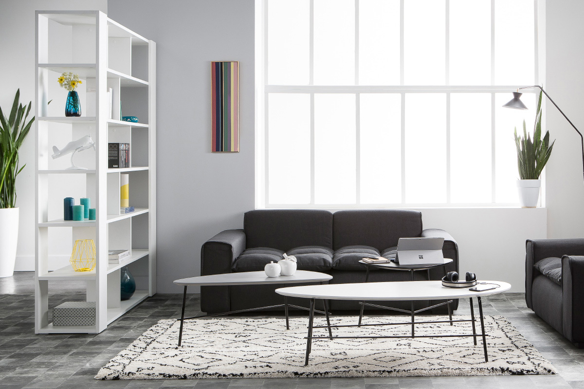 Table basse design m�tal noir 131 cm BLOOM