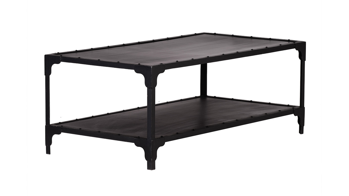 Table basse design mtal noir L120 cm FACTORY