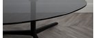 Table basse design ovale noire en verre fumé et métal GALET