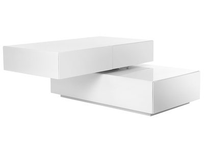 Table basse design pivotante 4 tiroirs blanc ELEA