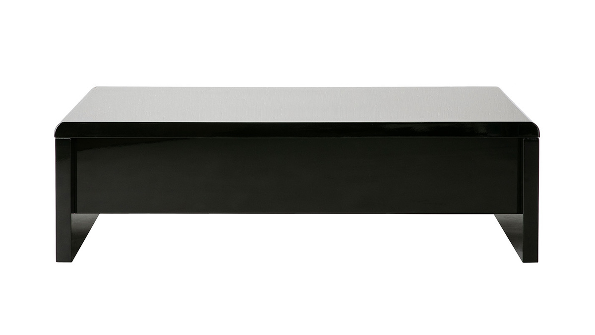 Table basse design relevable design noire avec rangement rectangulaire LOLA