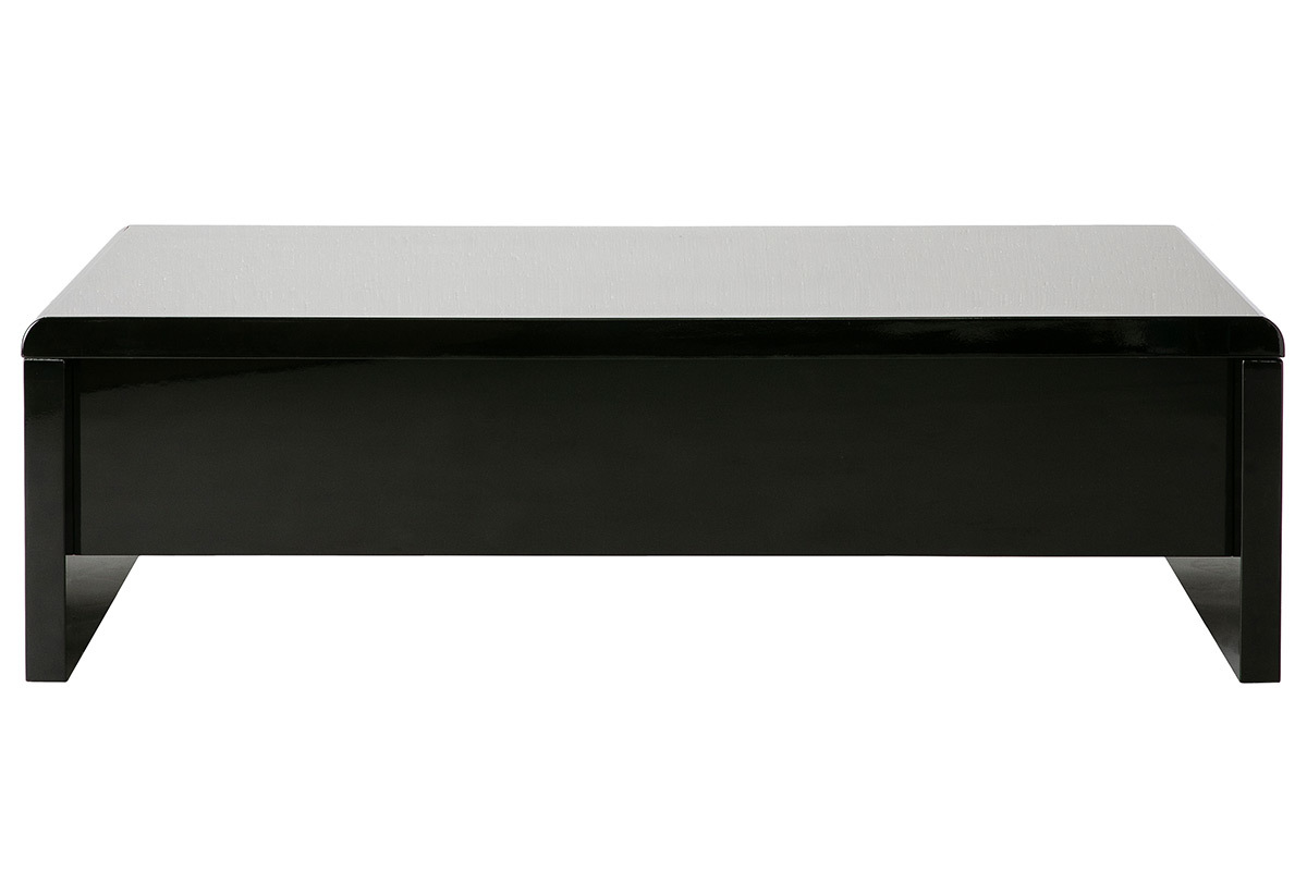 Table basse design relevable design noire avec rangement rectangulaire LOLA