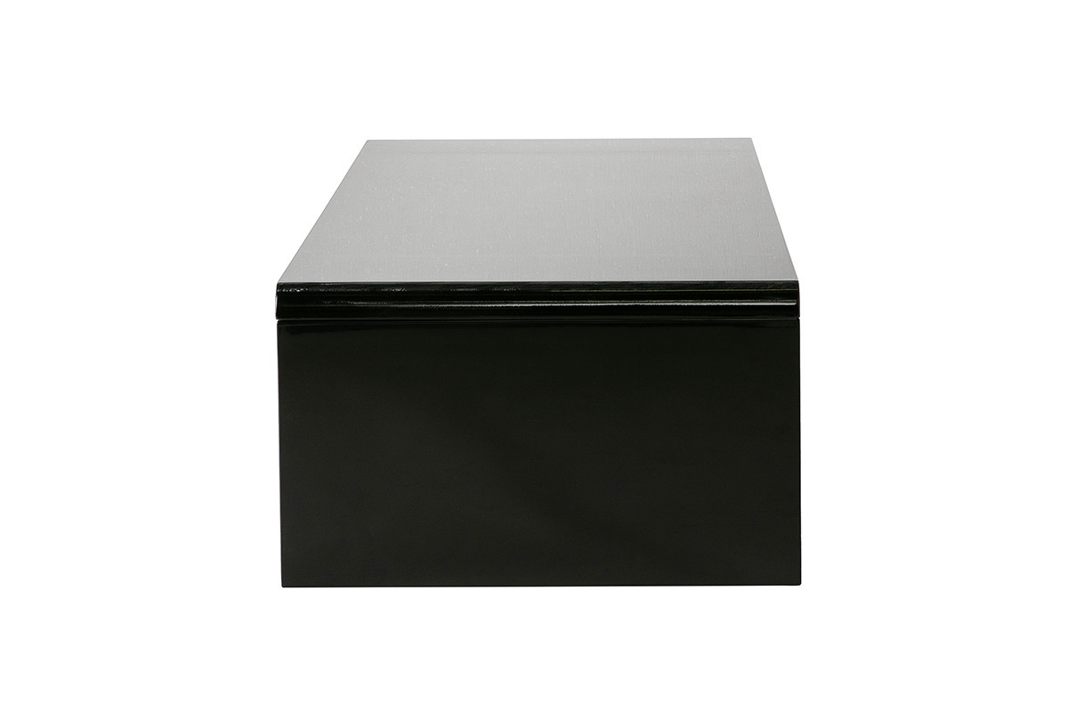 Table basse design relevable design noire avec rangement rectangulaire LOLA