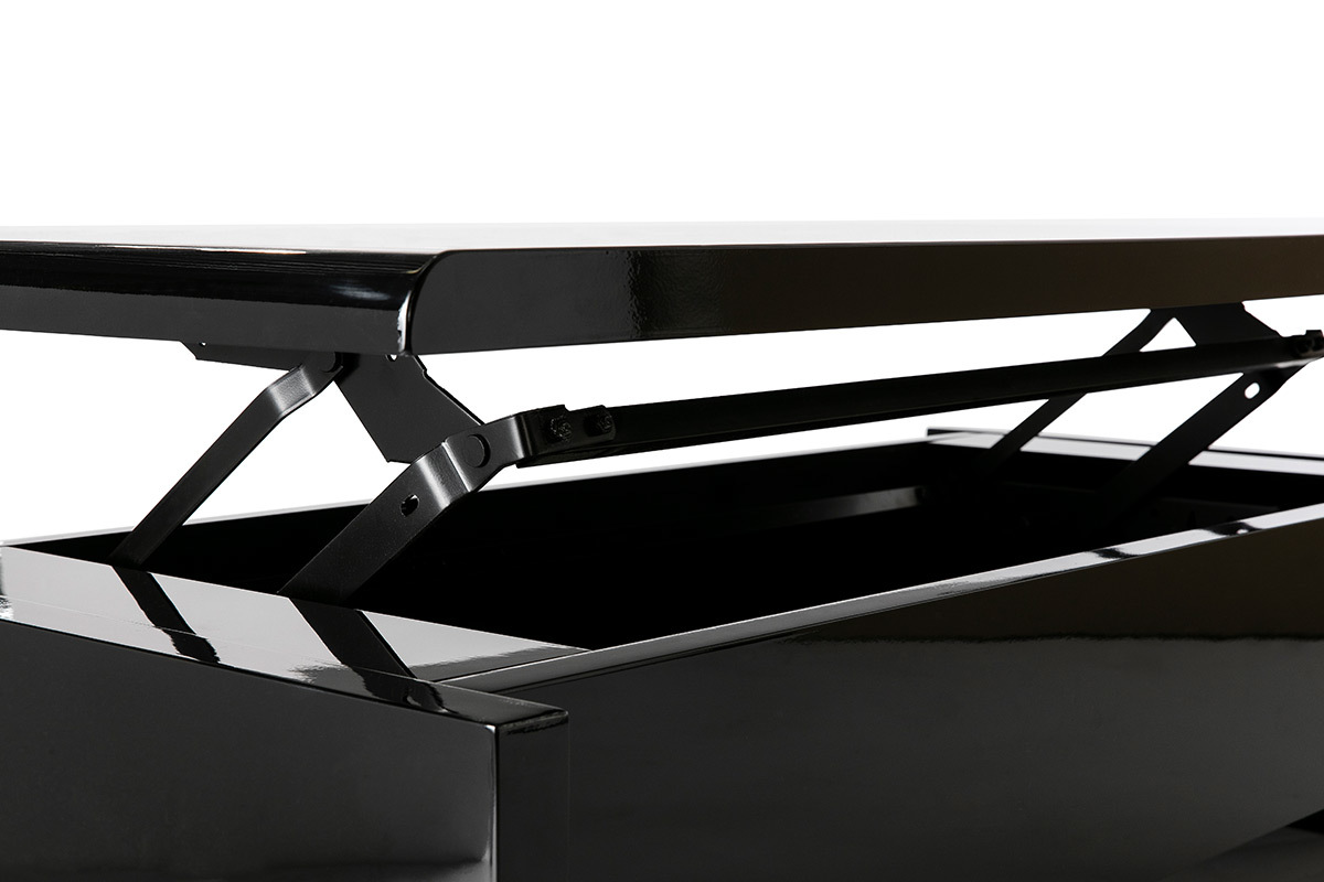 Table basse design relevable design noire avec rangement rectangulaire LOLA