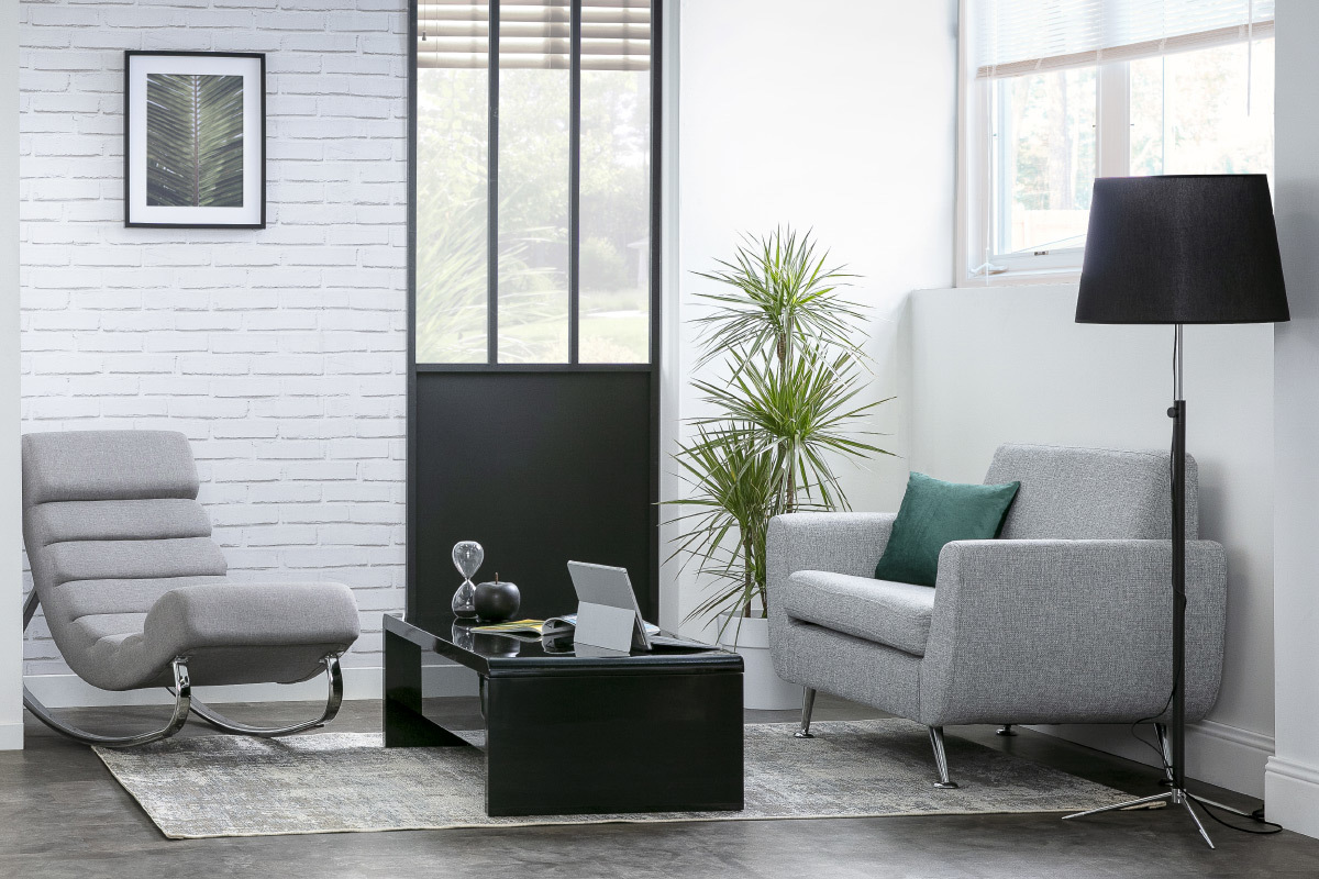 Table basse design relevable design noire avec rangement rectangulaire LOLA