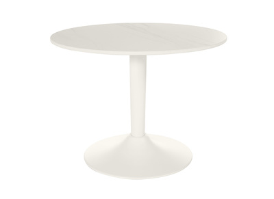 Table basse design ronde en c&eacute;ramique blanche et m&eacute;tal D60 cm MALOU