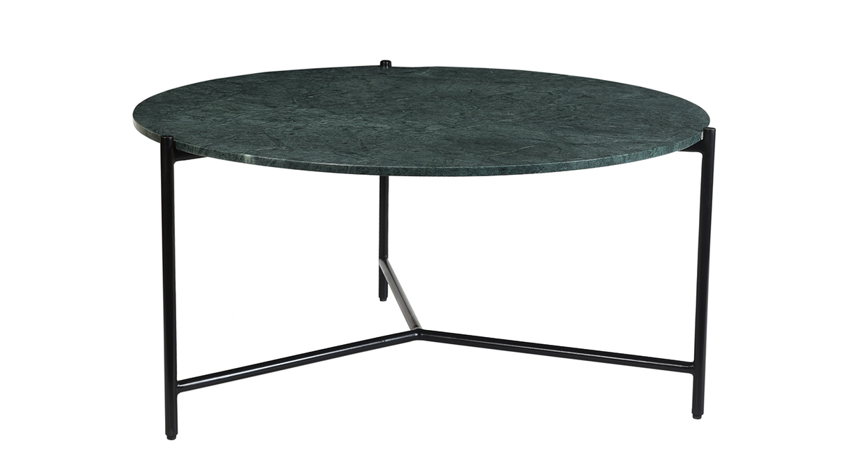 Table basse design ronde en marbre vert D90 cm BUMCELLO