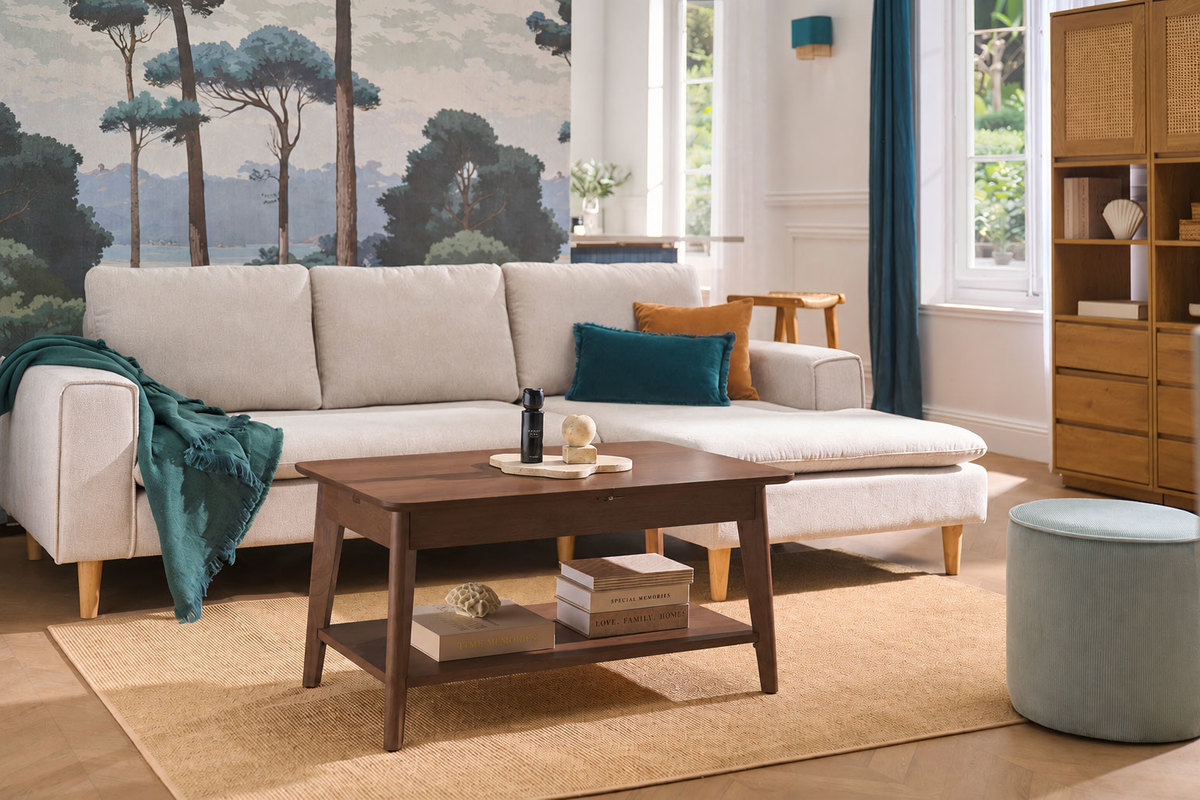 Table basse extensible rectangulaire en bois fonc� L90-120 cm VILI