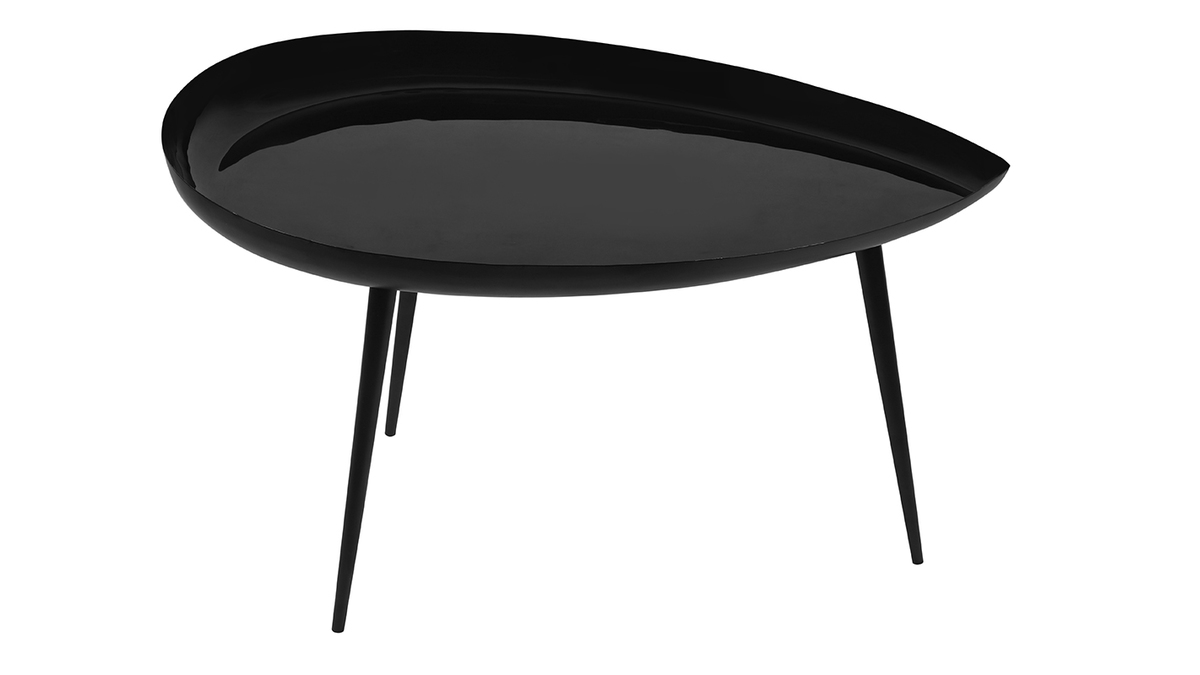 Table basse goutte laquée en acier noir L80 cm DROP